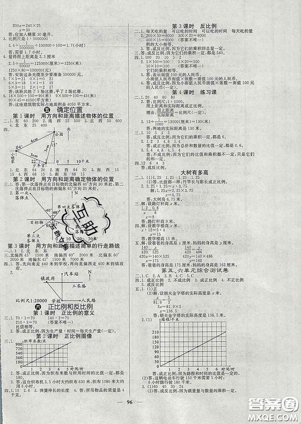 沈陽出版社2020新版梯田文化課堂內(nèi)外六年級數(shù)學下冊蘇教版答案