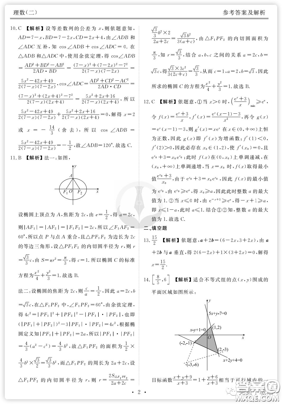 2020年衡水金卷先享題分科綜合卷二理科數學試題及答案