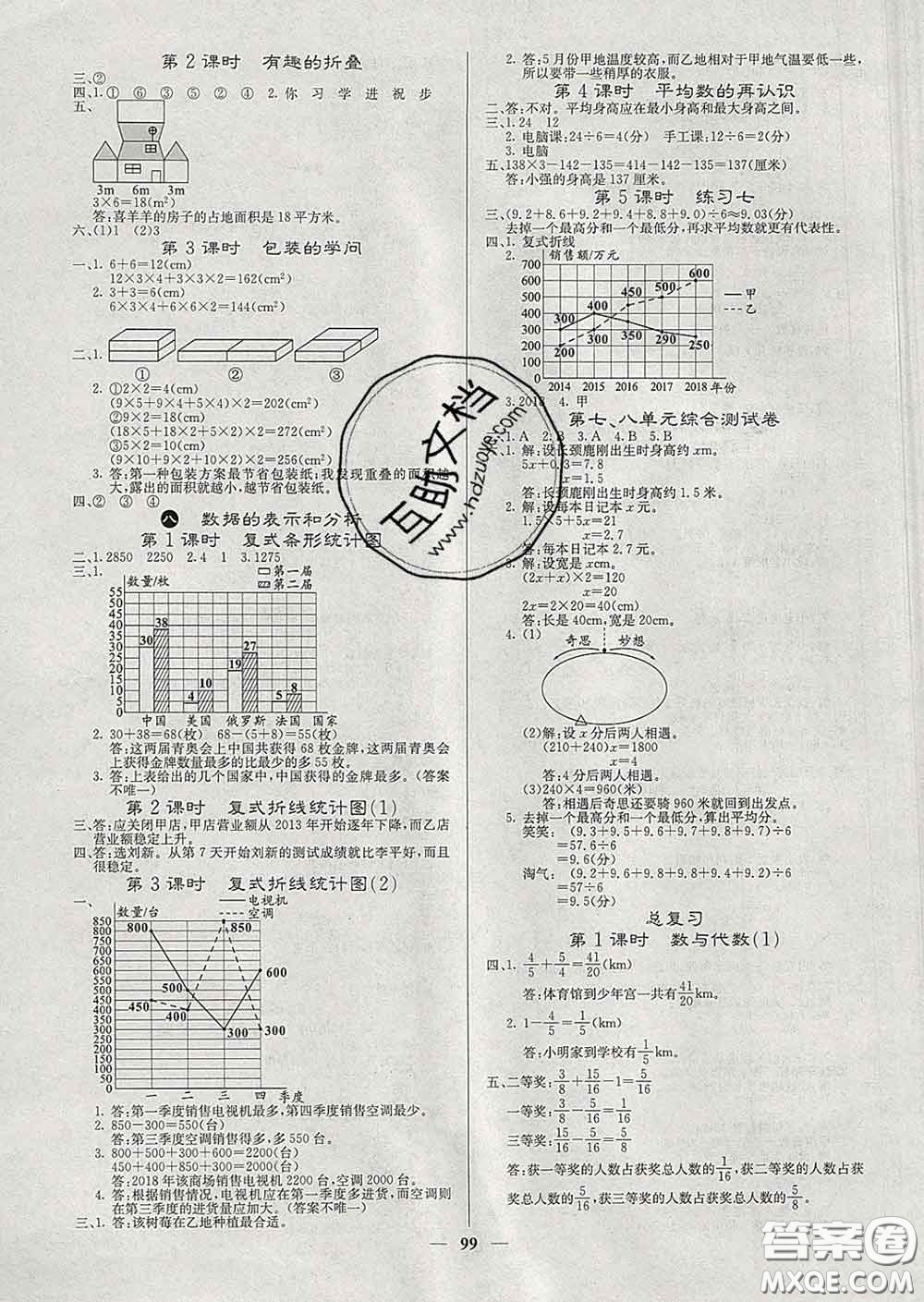 沈陽出版社2020新版梯田文化課堂內(nèi)外五年級數(shù)學下冊北師版答案