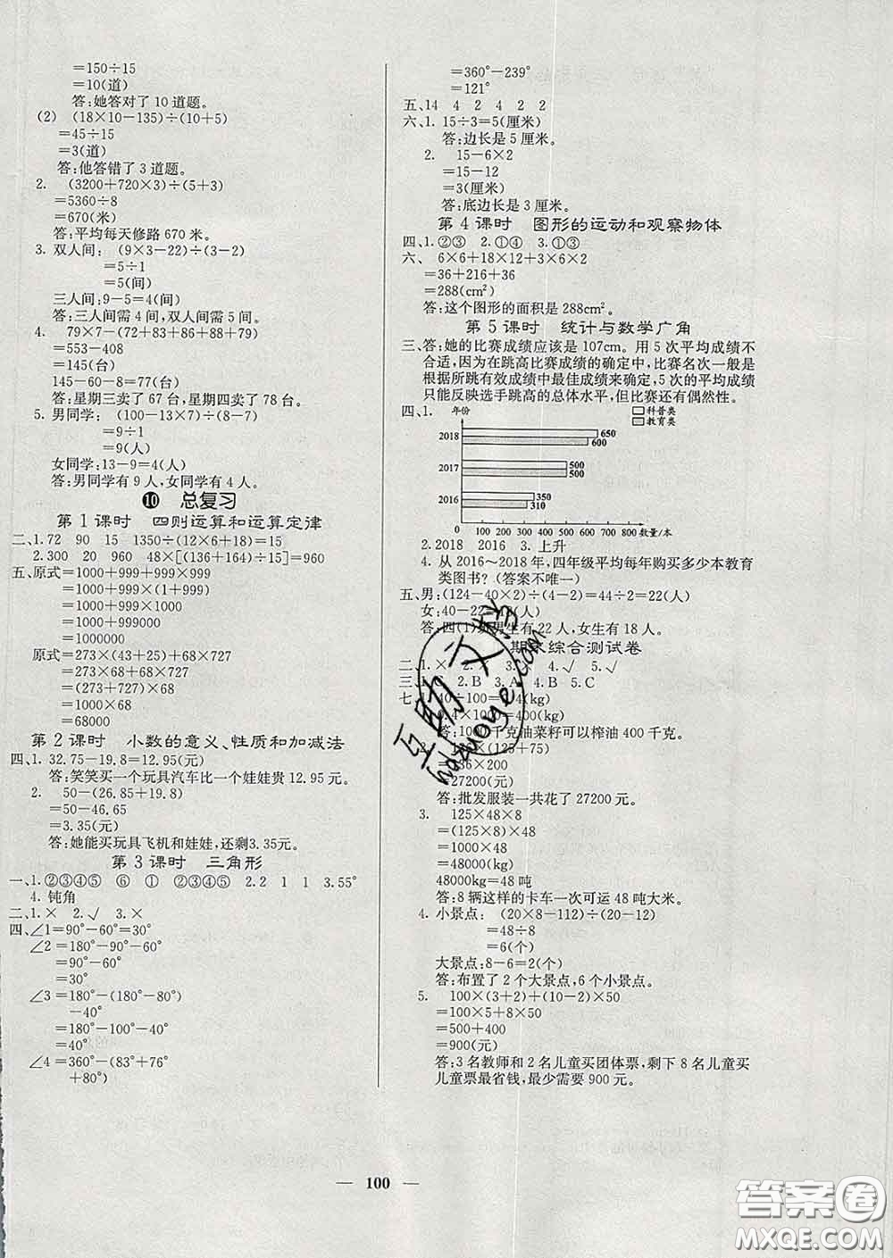 沈陽出版社2020新版梯田文化課堂內(nèi)外四年級數(shù)學(xué)下冊人教版答案