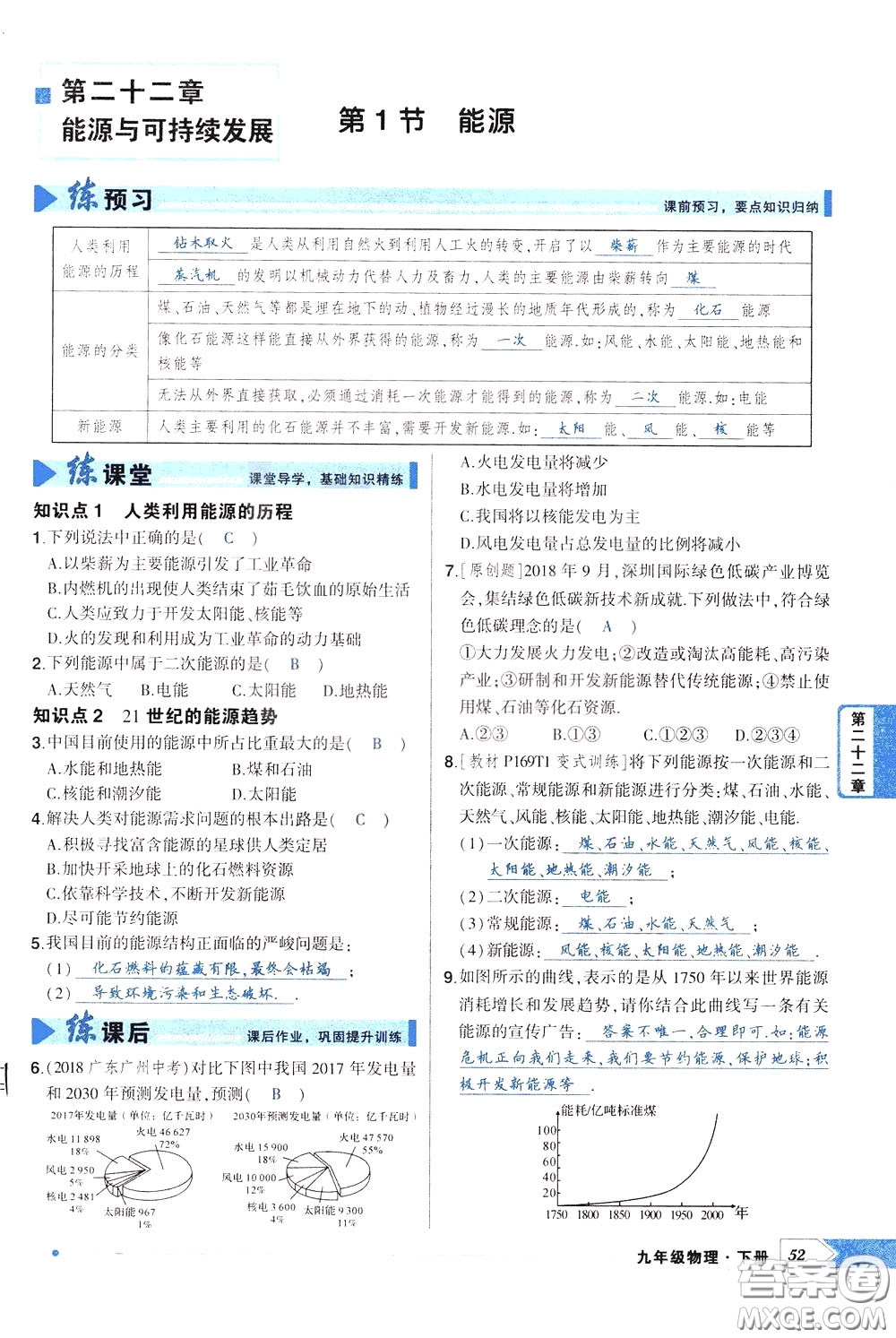 狀元成才路2020年狀元導(dǎo)練九年級下冊物理人教版參考答案