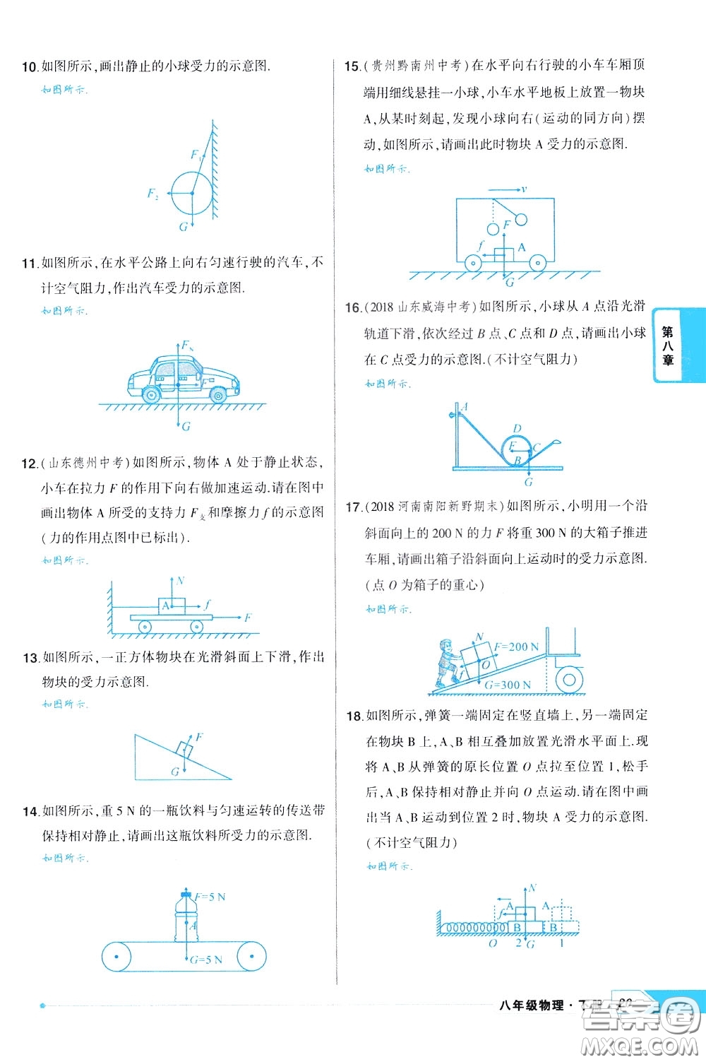 狀元成才路2020年?duì)钤獙?dǎo)練八年級(jí)下冊(cè)物理人教版參考答案