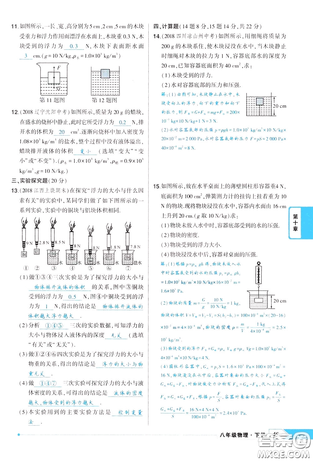 狀元成才路2020年?duì)钤獙?dǎo)練八年級(jí)下冊(cè)物理人教版參考答案