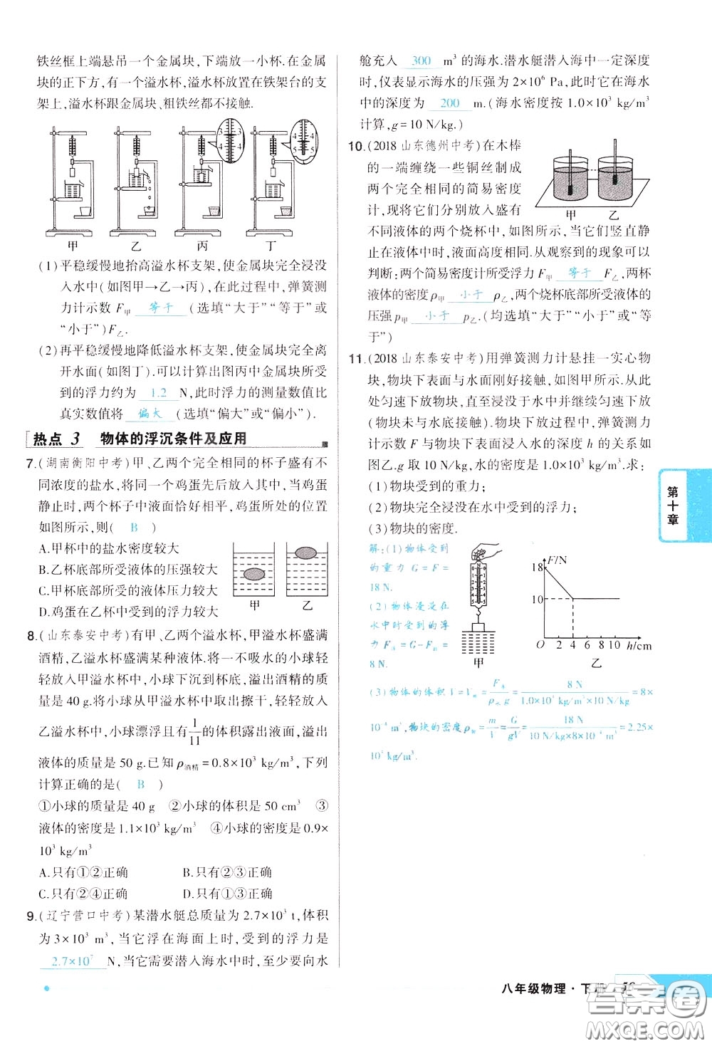 狀元成才路2020年?duì)钤獙?dǎo)練八年級(jí)下冊(cè)物理人教版參考答案