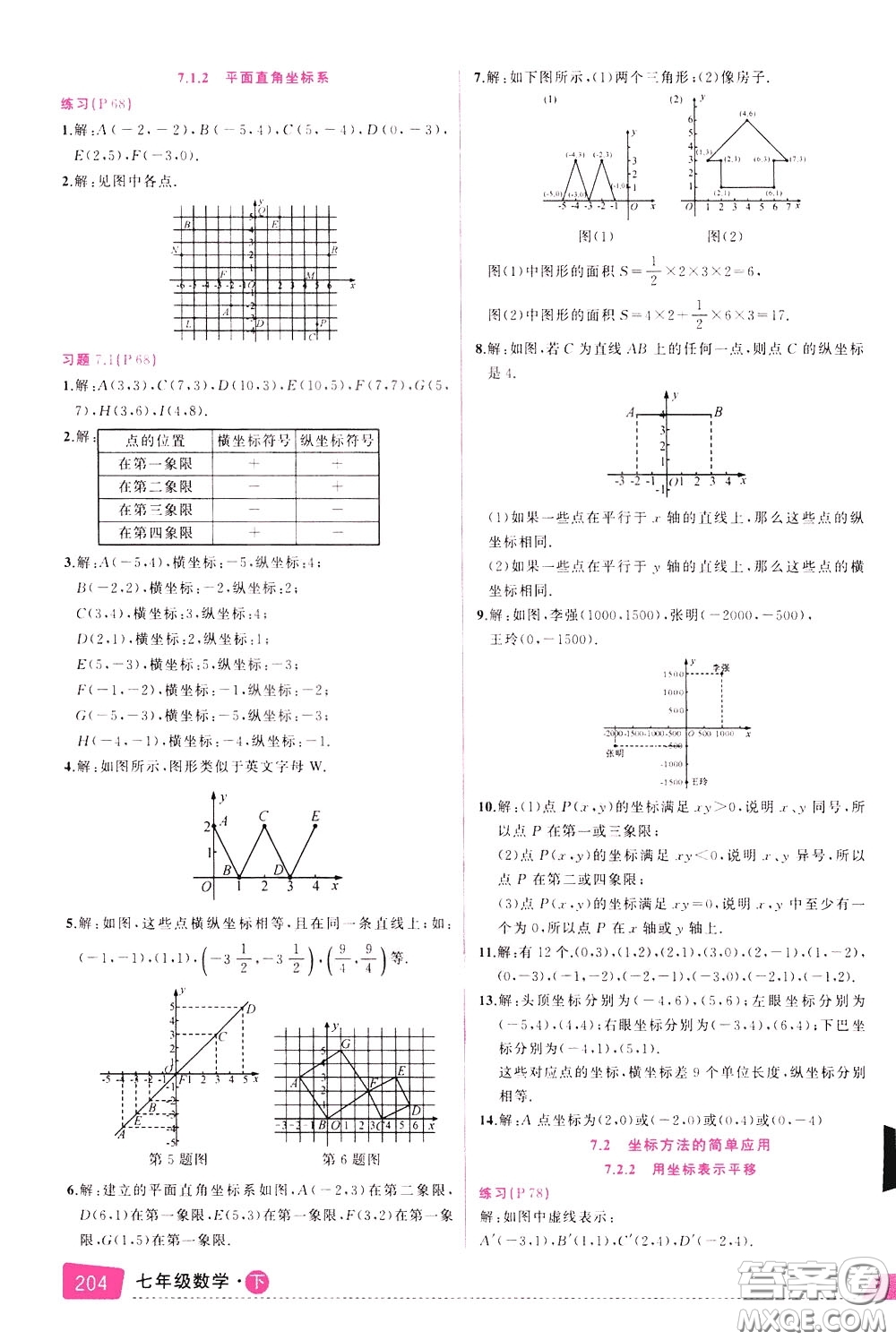 狀元成才路2020年?duì)钤笳n堂導(dǎo)學(xué)案標(biāo)準(zhǔn)本七年級(jí)下冊(cè)數(shù)學(xué)人教版參考答案