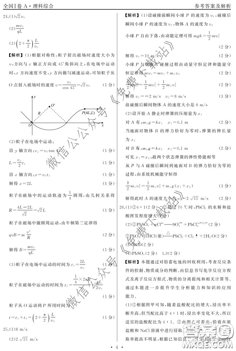 2020屆衡中同卷調(diào)研卷一理科綜合試題答案