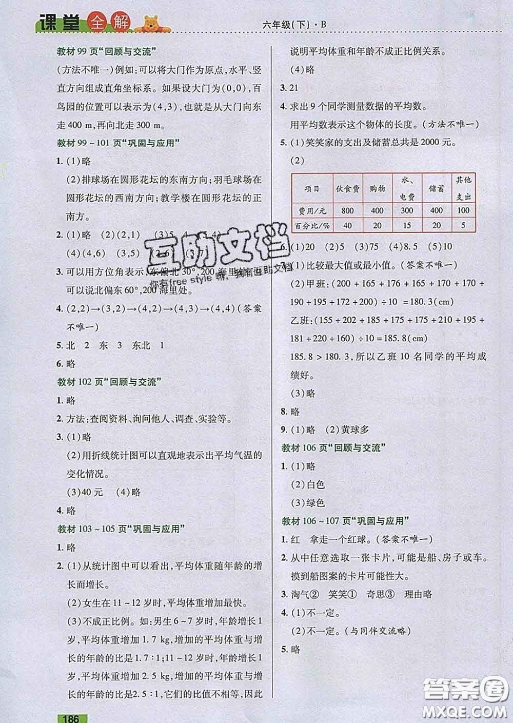 2020新版跳跳熊小學(xué)特級(jí)教師課堂全解六年級(jí)數(shù)學(xué)下冊(cè)北師版答案