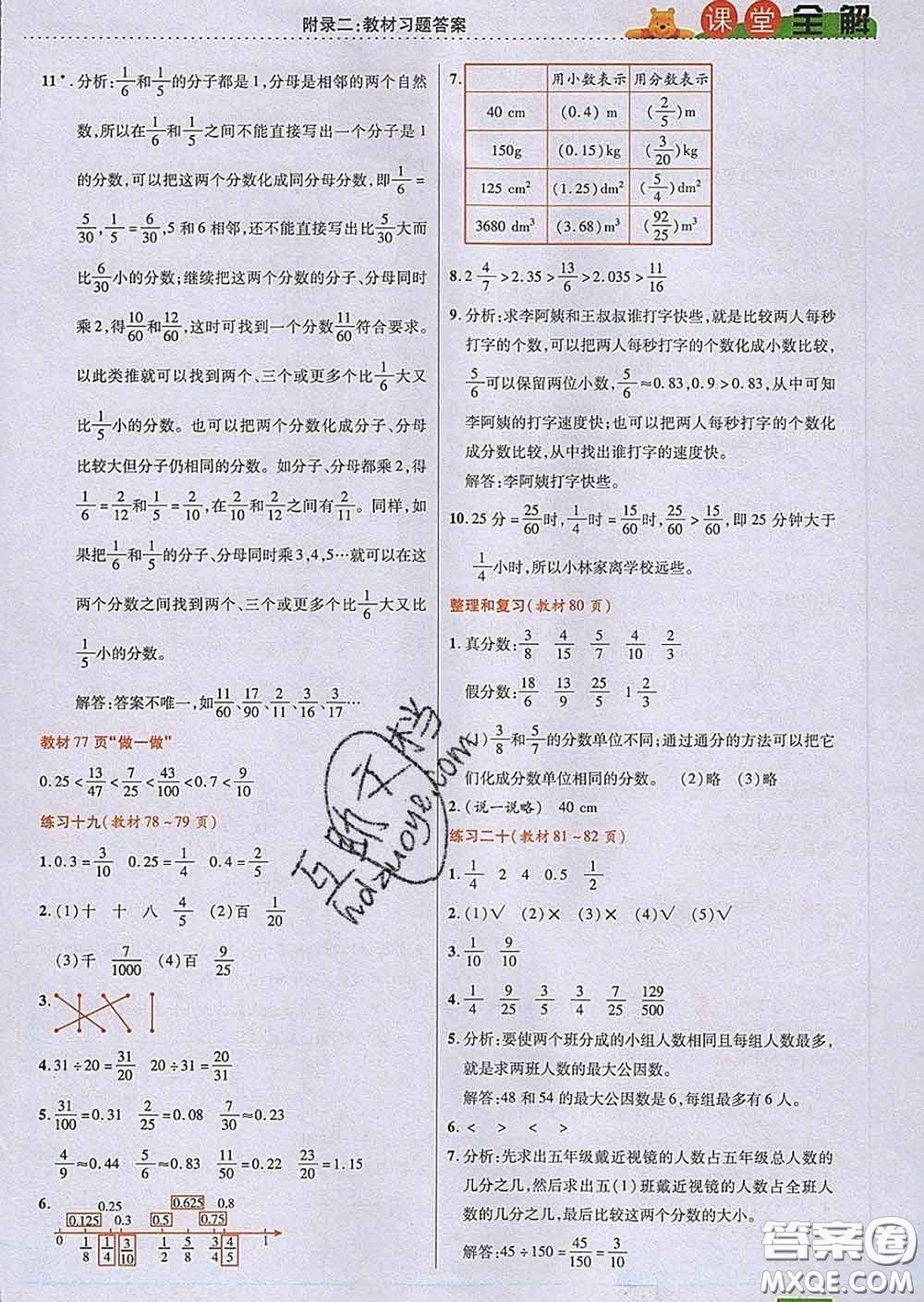 2020新版跳跳熊小學(xué)特級教師課堂全解五年級數(shù)學(xué)下冊人教版答案