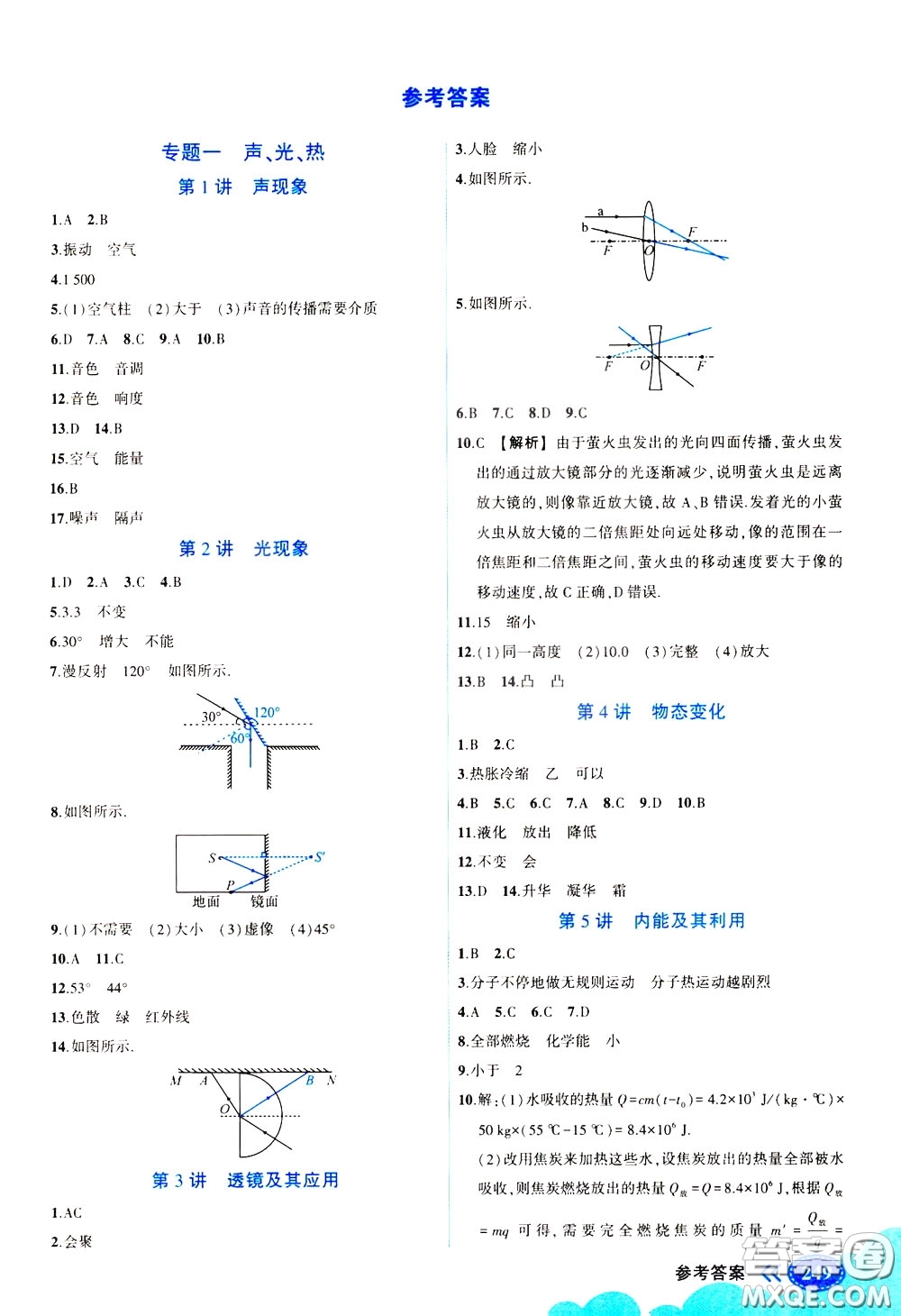 狀元成才路2020版狀元大課堂中考備考集訓九年級物理人教版參考答案