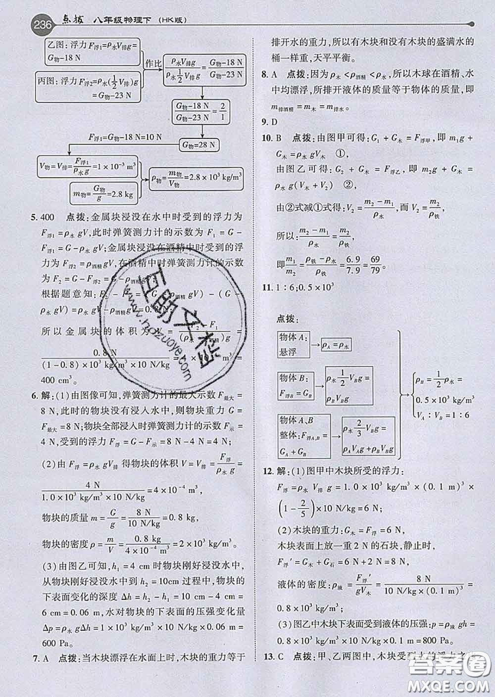 吉林教育出版社2020春特高級教師點撥八年級物理下冊滬科版答案