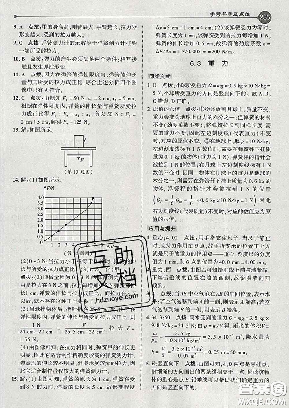 吉林教育出版社2020春特高級(jí)教師點(diǎn)撥八年級(jí)物理下冊(cè)滬粵版答案