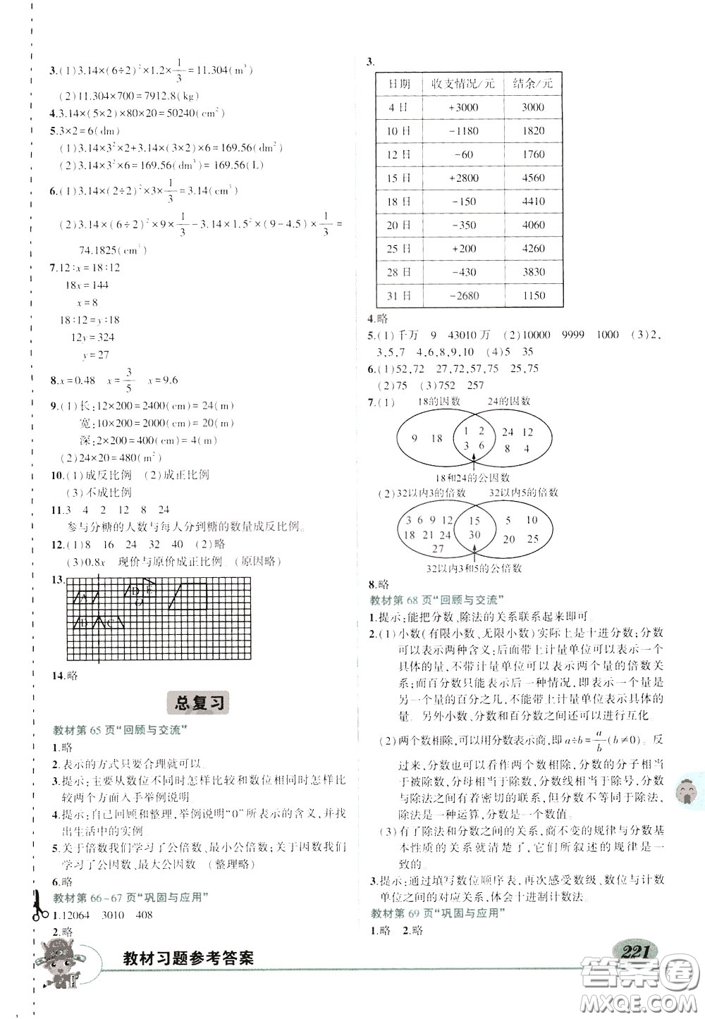 2020年?duì)钤笳n堂導(dǎo)學(xué)案標(biāo)準(zhǔn)本六年級(jí)下冊(cè)數(shù)學(xué)北師版參考答案