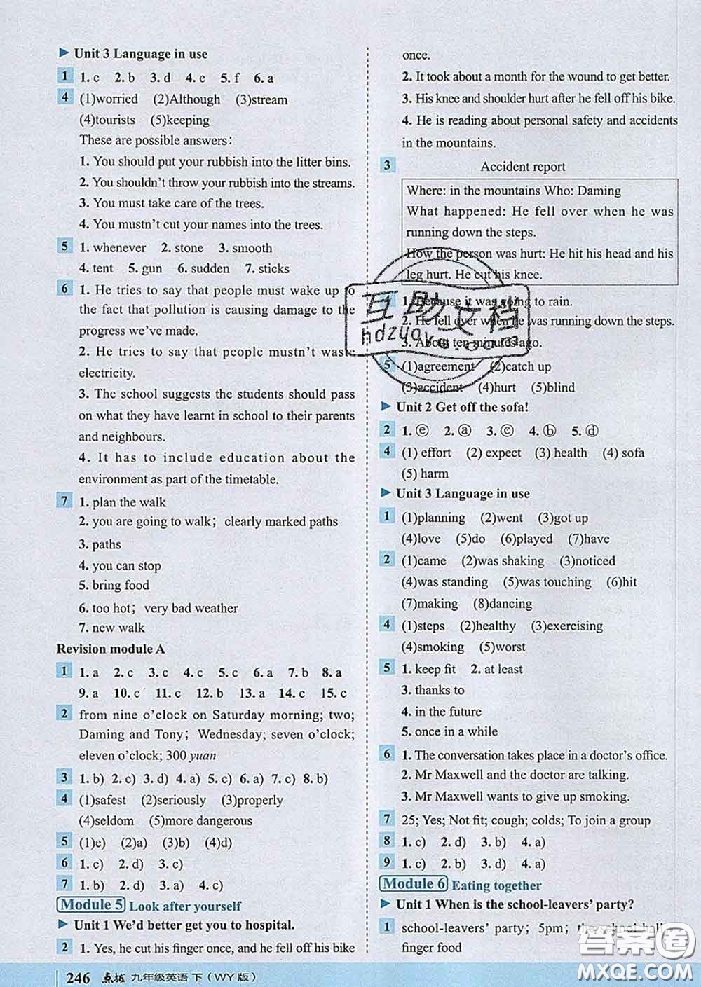 吉林教育出版社2020春特高級(jí)教師點(diǎn)撥九年級(jí)英語下冊(cè)外研版答案