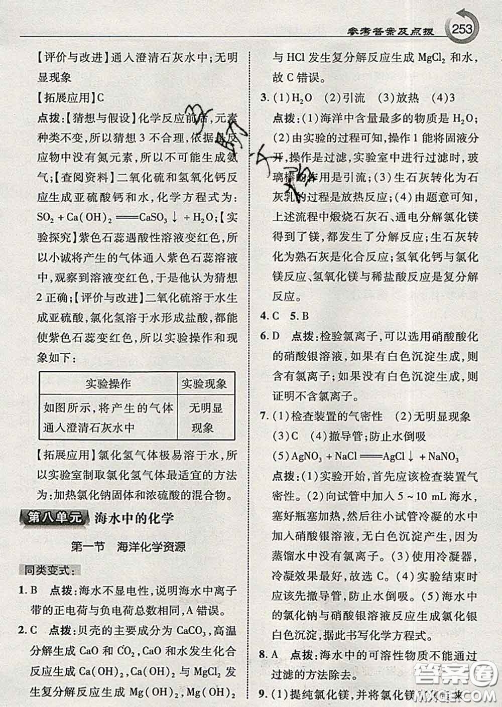 吉林教育出版社2020春特高級(jí)教師點(diǎn)撥九年級(jí)化學(xué)下冊(cè)魯教版答案