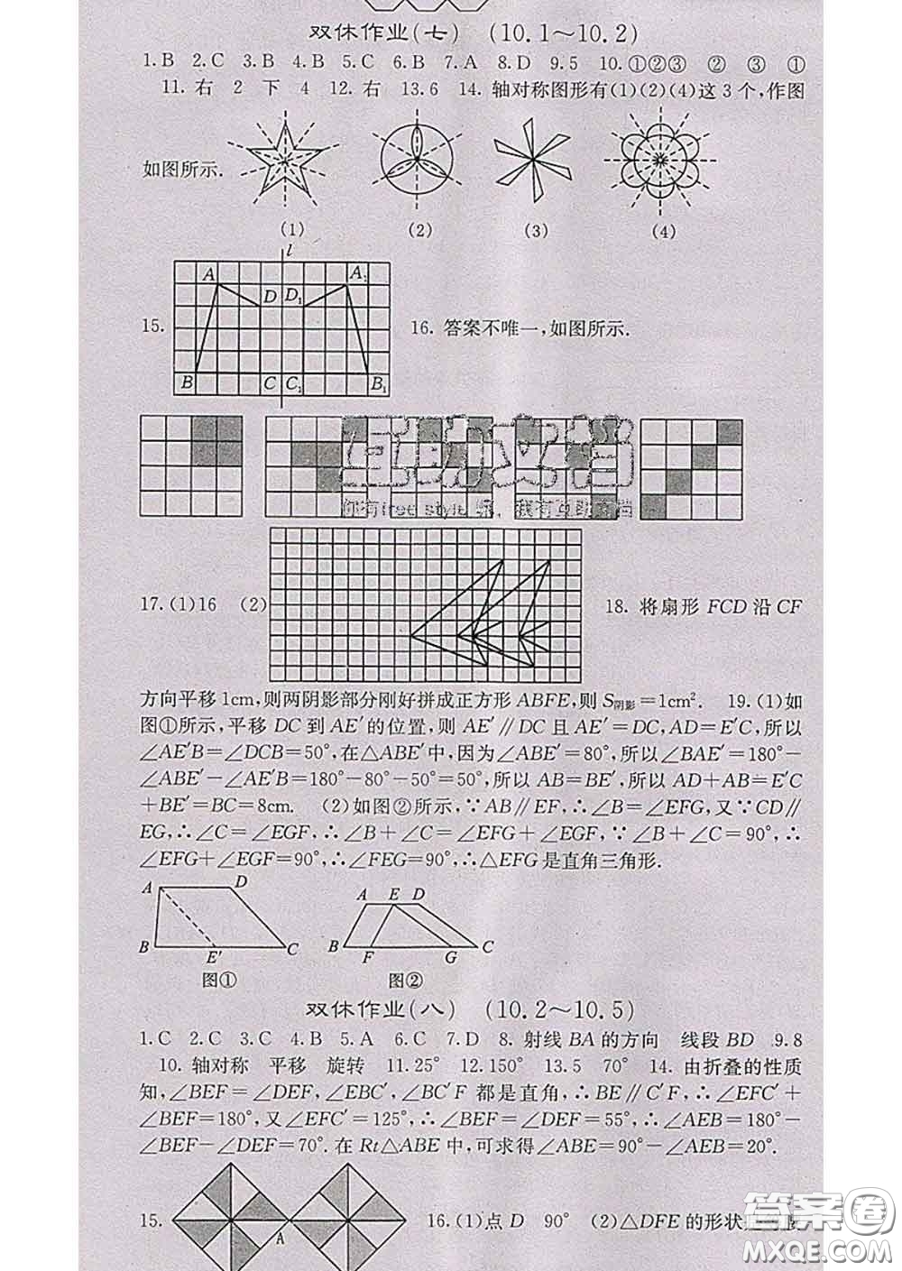 梯田文化2020春課堂點(diǎn)睛七年級(jí)數(shù)學(xué)下冊(cè)華師大版答案