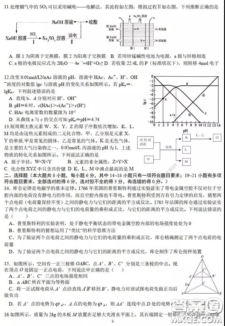 華師大一附中2020屆高三2月檢測(cè)線(xiàn)上理科綜合能力測(cè)試試題及答案