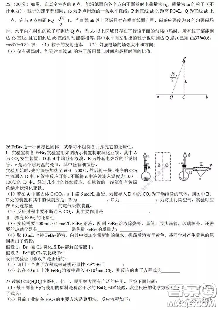 華師大一附中2020屆高三2月檢測(cè)線(xiàn)上理科綜合能力測(cè)試試題及答案