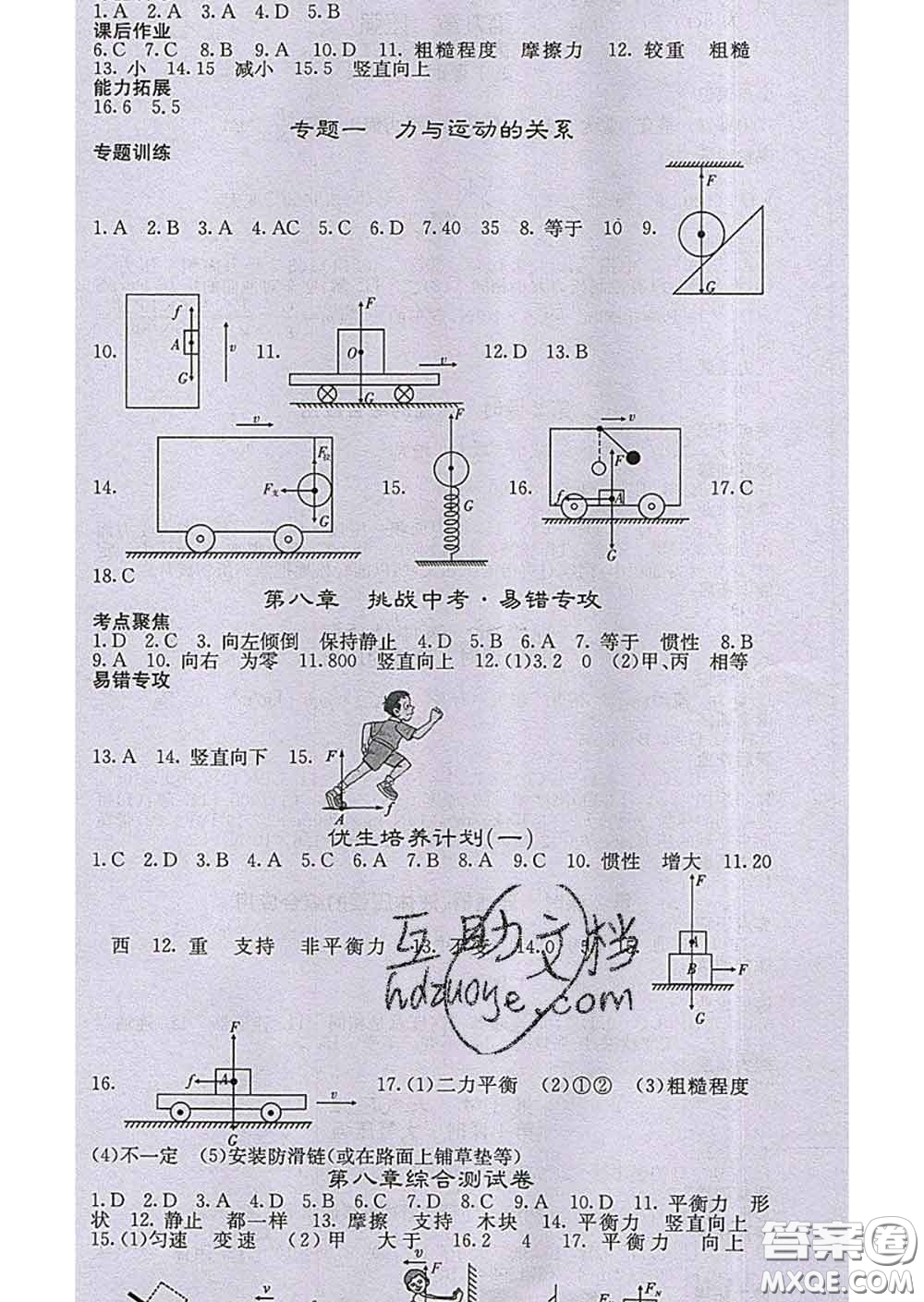 梯田文化2020春課堂點(diǎn)睛八年級(jí)物理下冊(cè)人教版答案