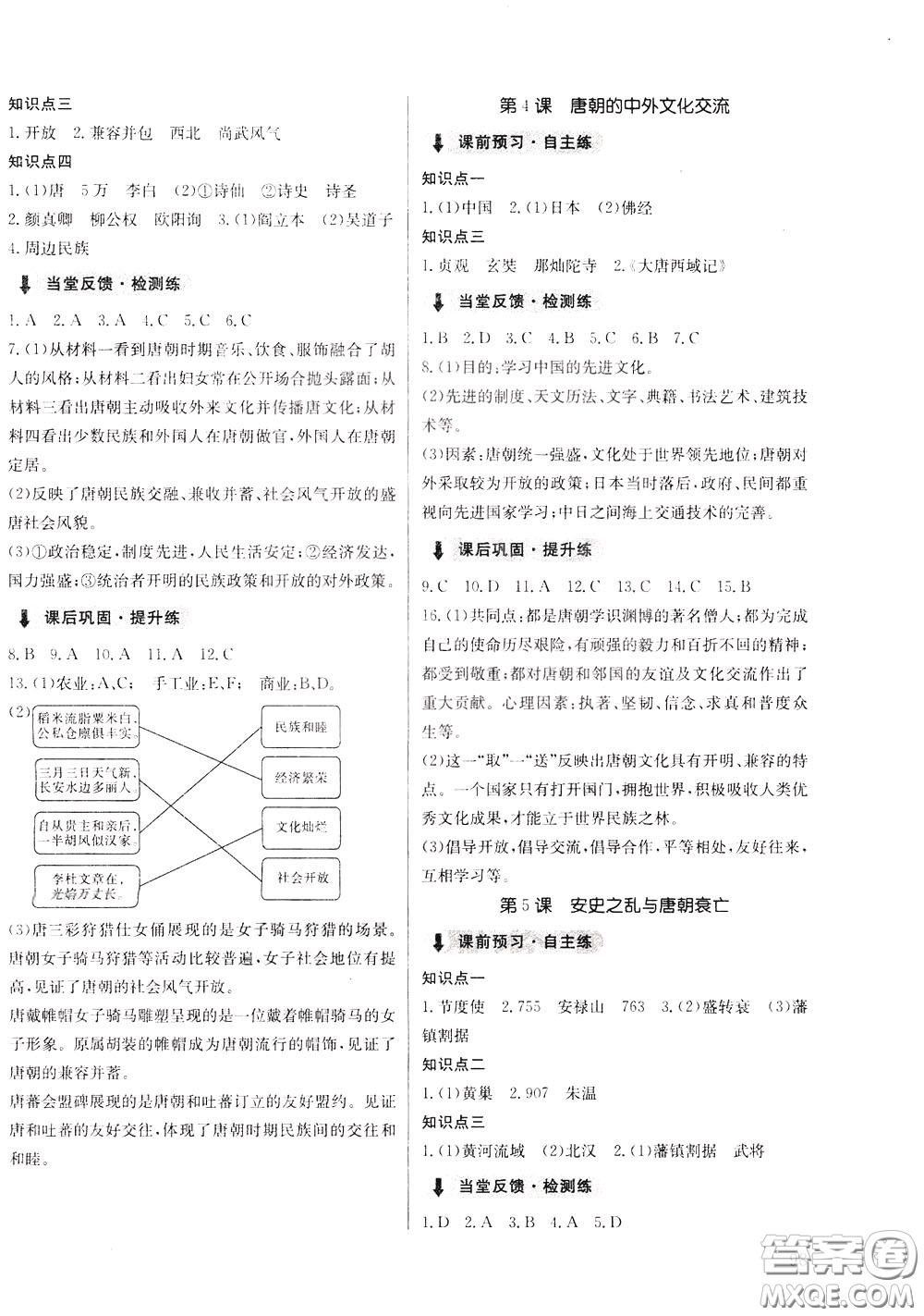 2020年原創(chuàng)講練測(cè)課優(yōu)新突破歷史七年級(jí)下RJ人教版參考答案