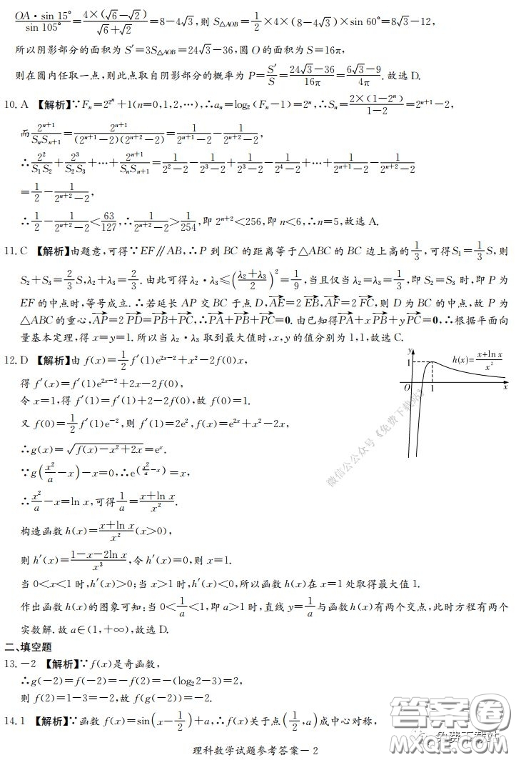 2020年河南省實驗中學高三假期自主測試理科數(shù)學試題及答案