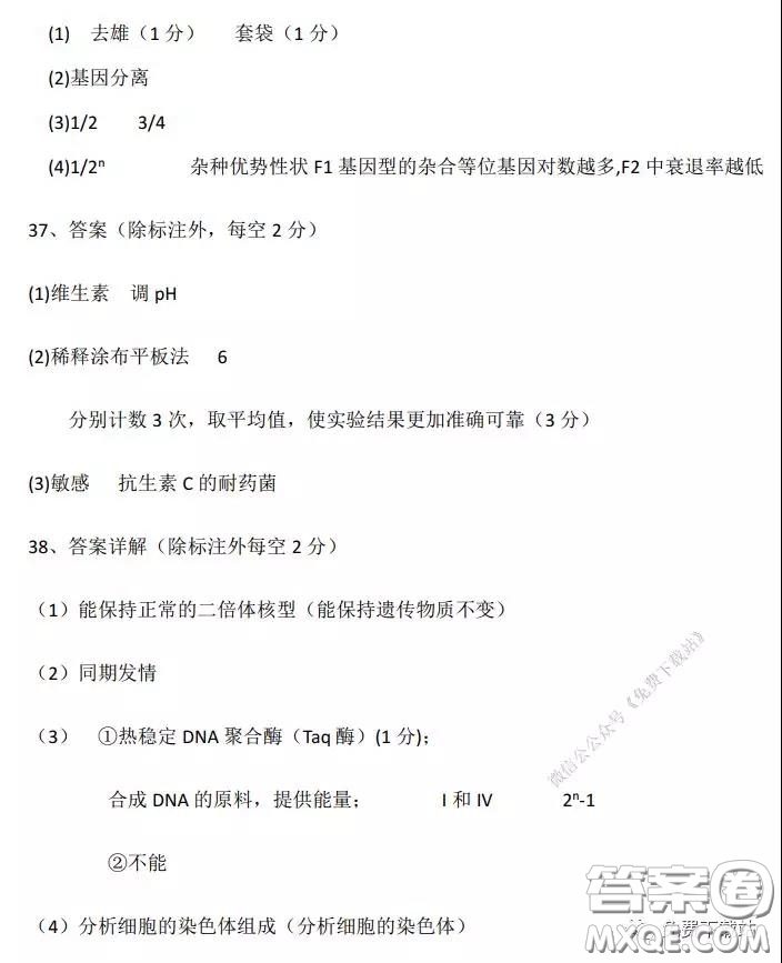 2020年河南省實驗中學(xué)高三假期自主測試?yán)砜凭C合試題及答案