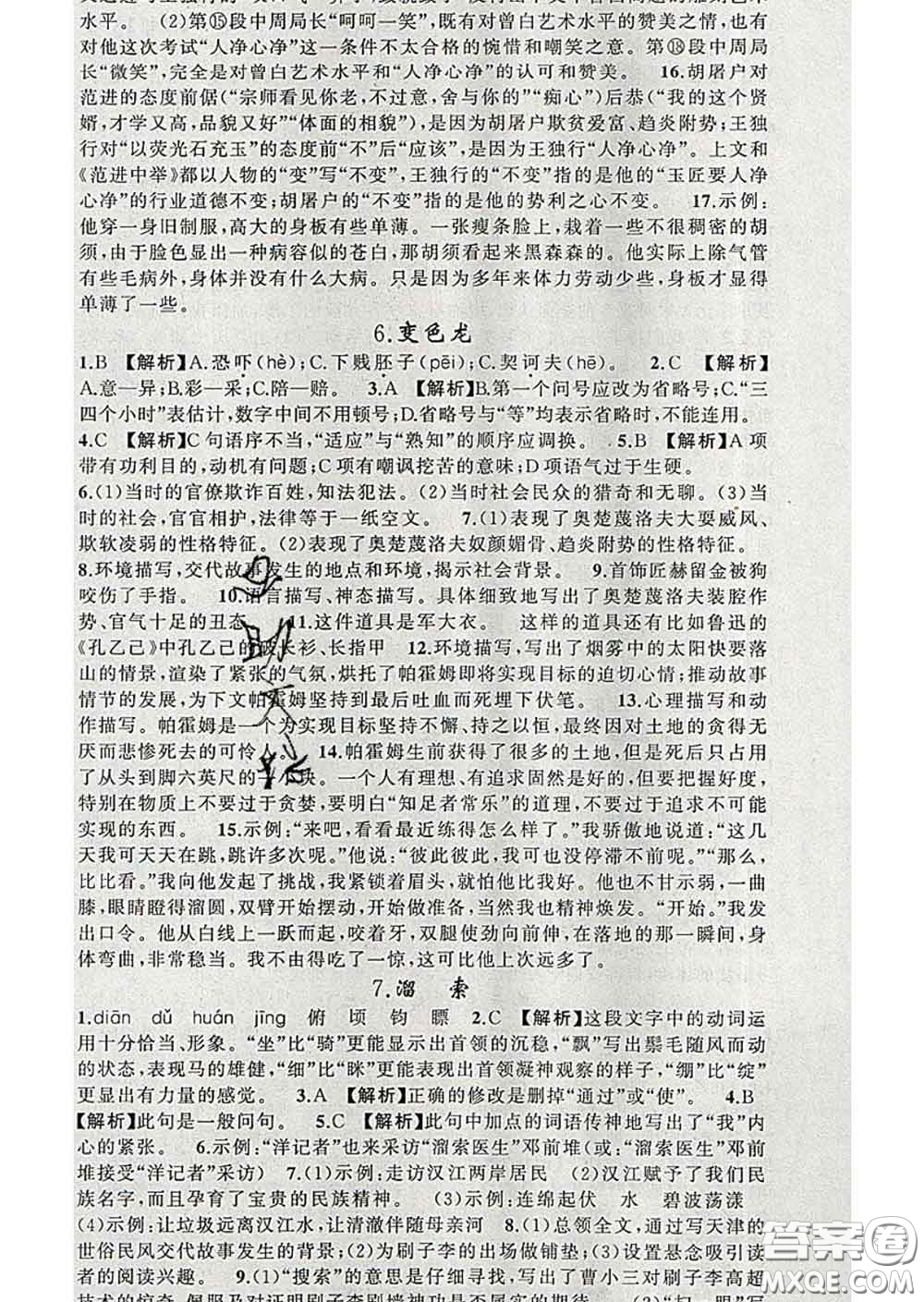 2020年黃岡金牌之路練闖考九年級(jí)語(yǔ)文下冊(cè)人教版答案