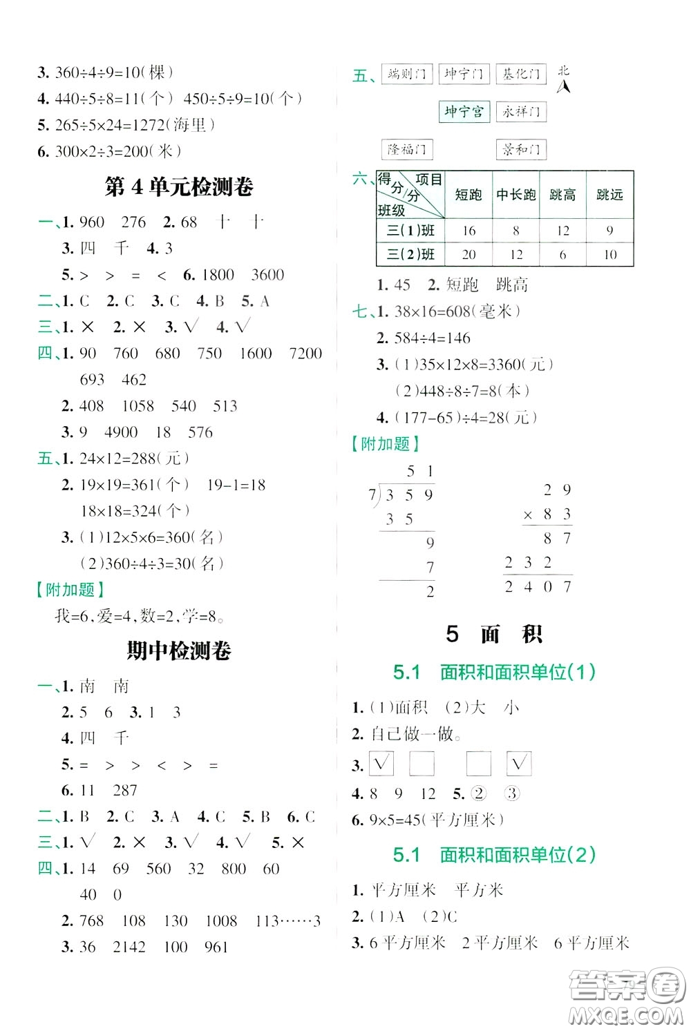 遼寧教育出版社2020年小學(xué)教材搭檔高效訓(xùn)練冊(cè)數(shù)學(xué)三年級(jí)下RJ版人教版參考答案