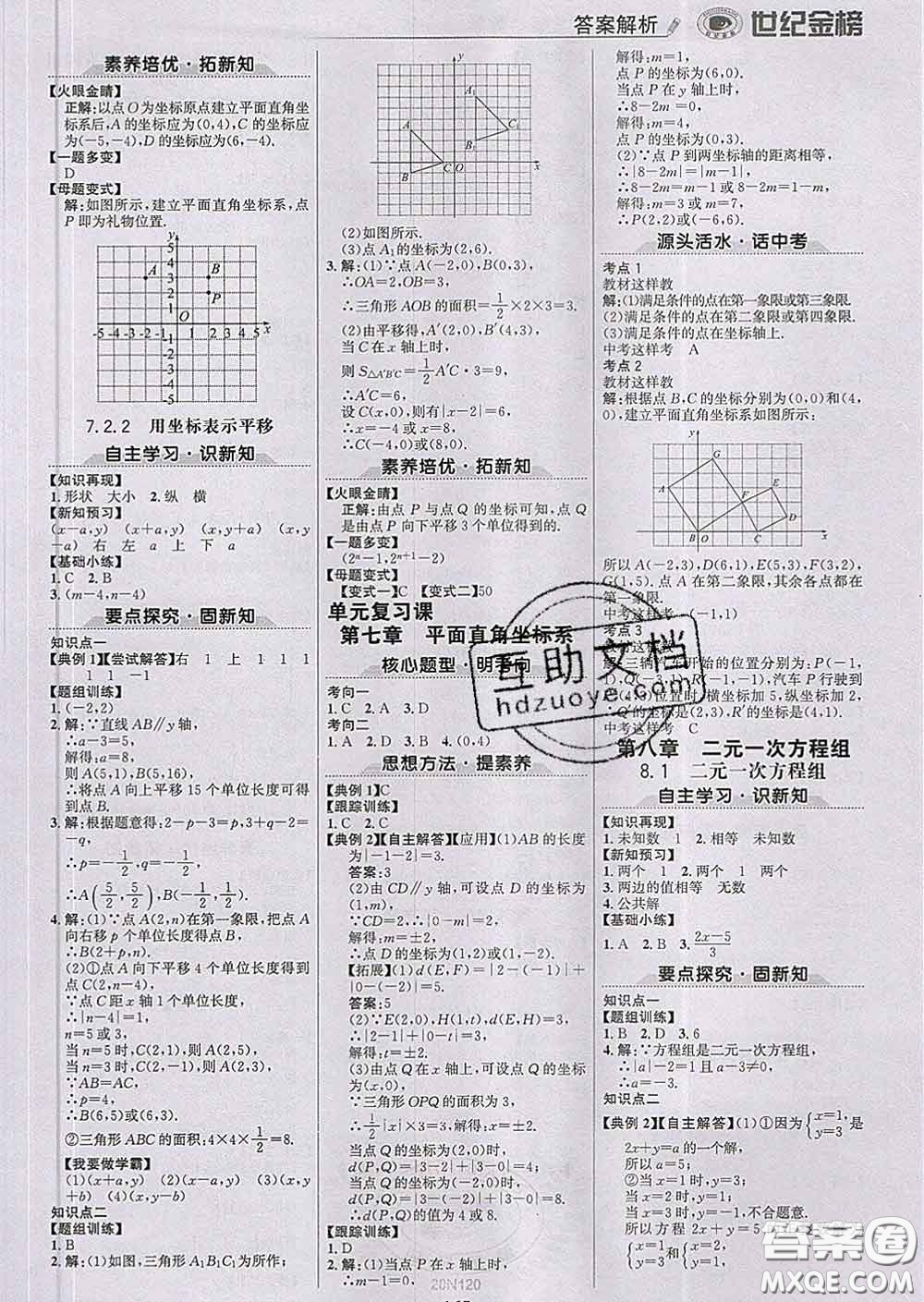 2020新版世紀金榜金榜學案七年級數(shù)學下冊人教版答案