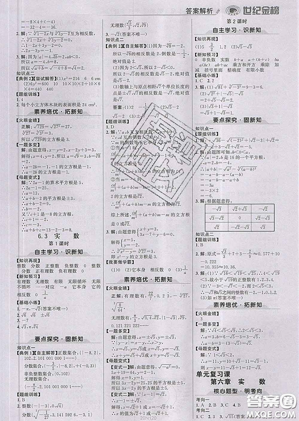 2020新版世紀金榜金榜學案七年級數(shù)學下冊人教版答案