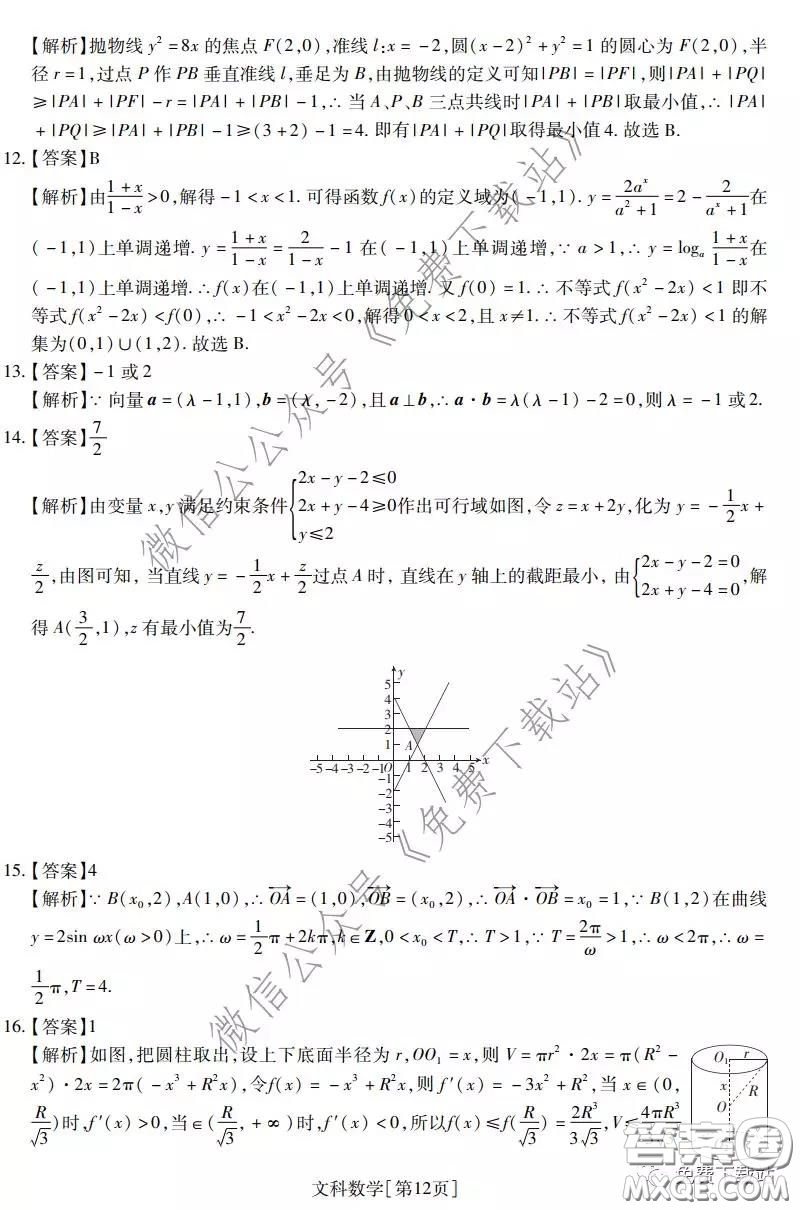 2020年普通高等學(xué)校招生全國統(tǒng)一考試高考仿真模擬信息卷押題卷三文科數(shù)學(xué)試題及答案