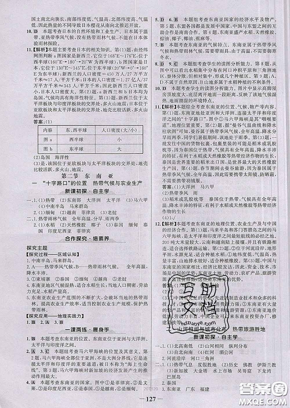 2020新版世紀(jì)金榜金榜學(xué)案七年級(jí)地理下冊(cè)人教版答案