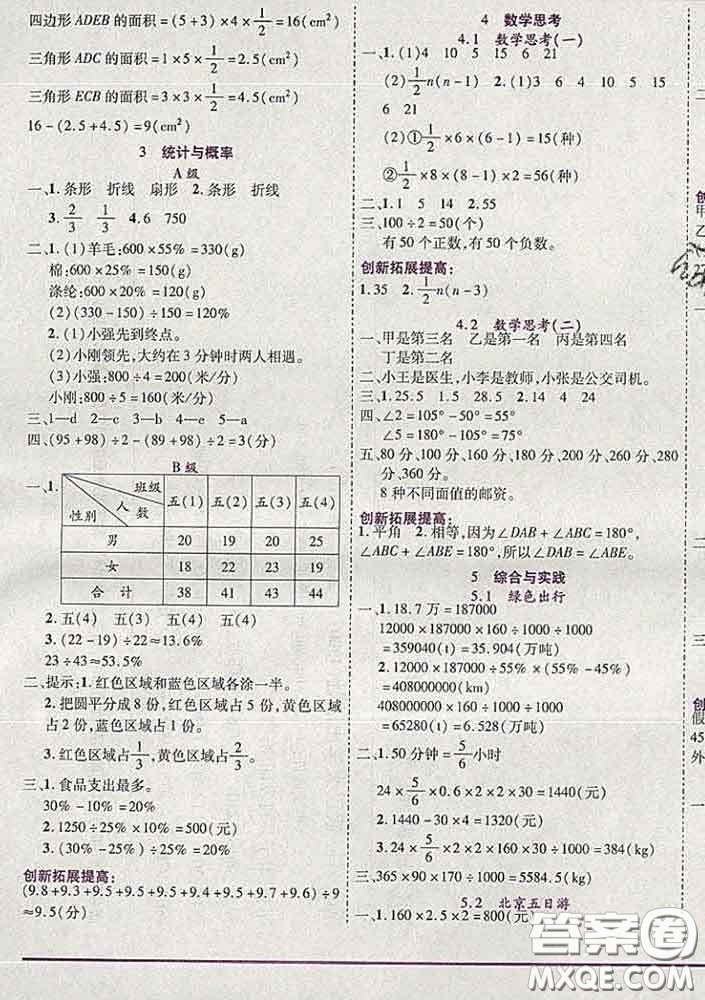 2020新版新全優(yōu)全優(yōu)備考六年級數(shù)學下冊人教版答案