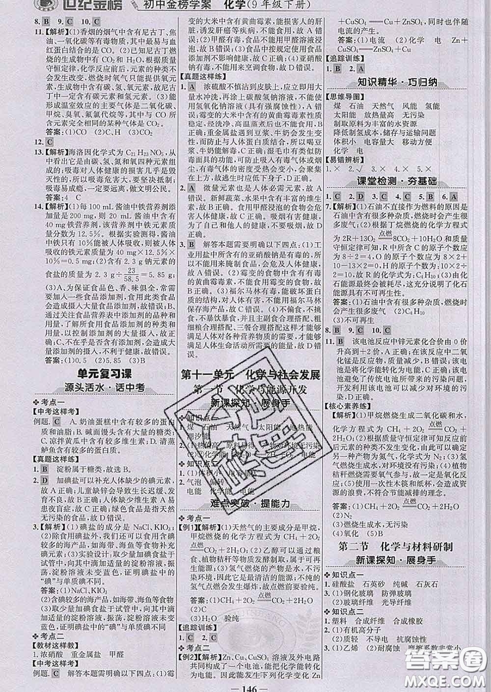 2020新版世紀(jì)金榜金榜學(xué)案九年級化學(xué)下冊魯教版答案