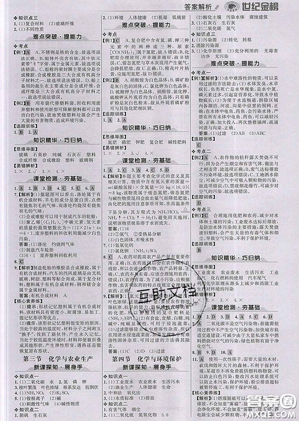 2020新版世紀(jì)金榜金榜學(xué)案九年級化學(xué)下冊魯教版答案