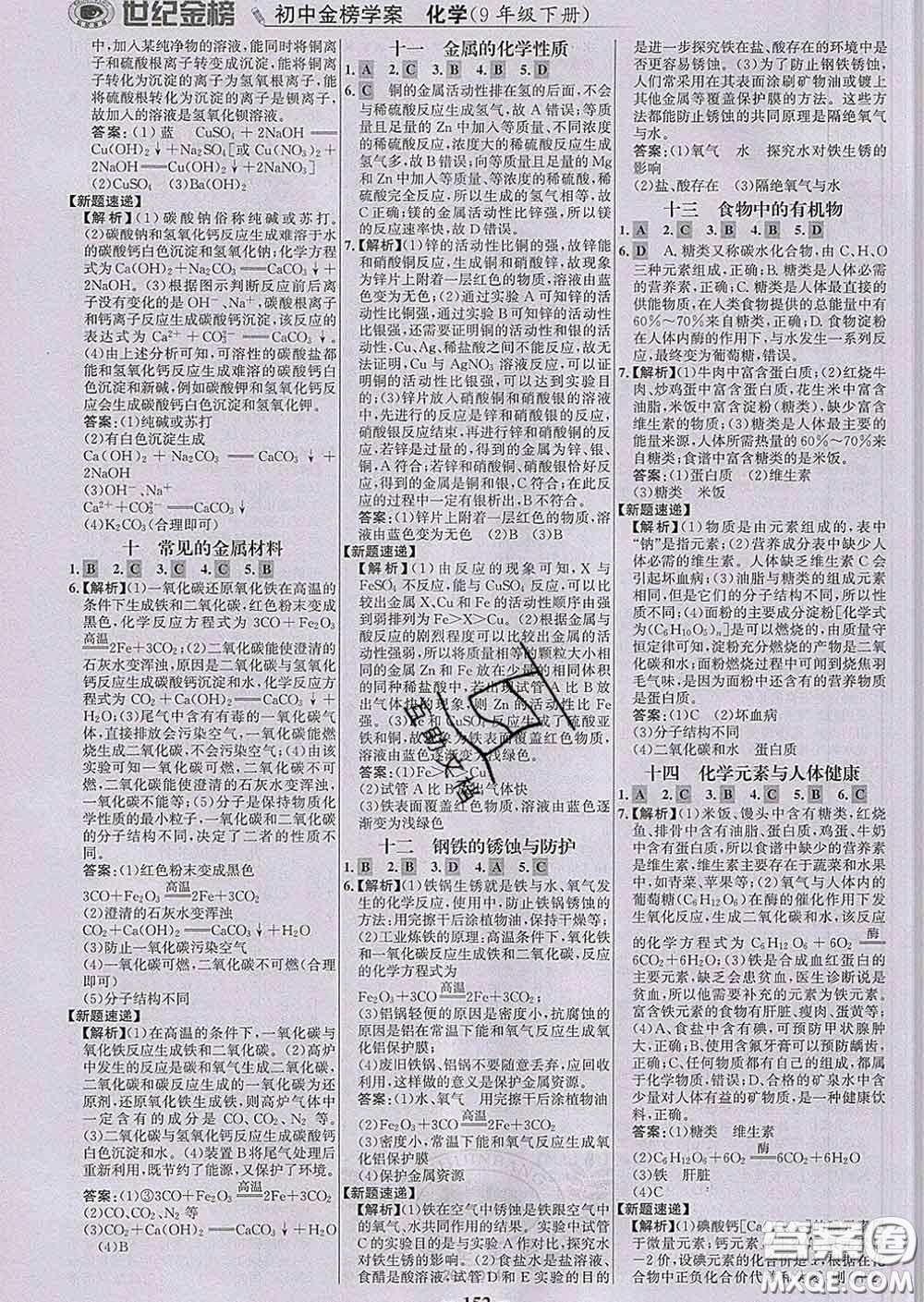 2020新版世紀(jì)金榜金榜學(xué)案九年級化學(xué)下冊魯教版答案