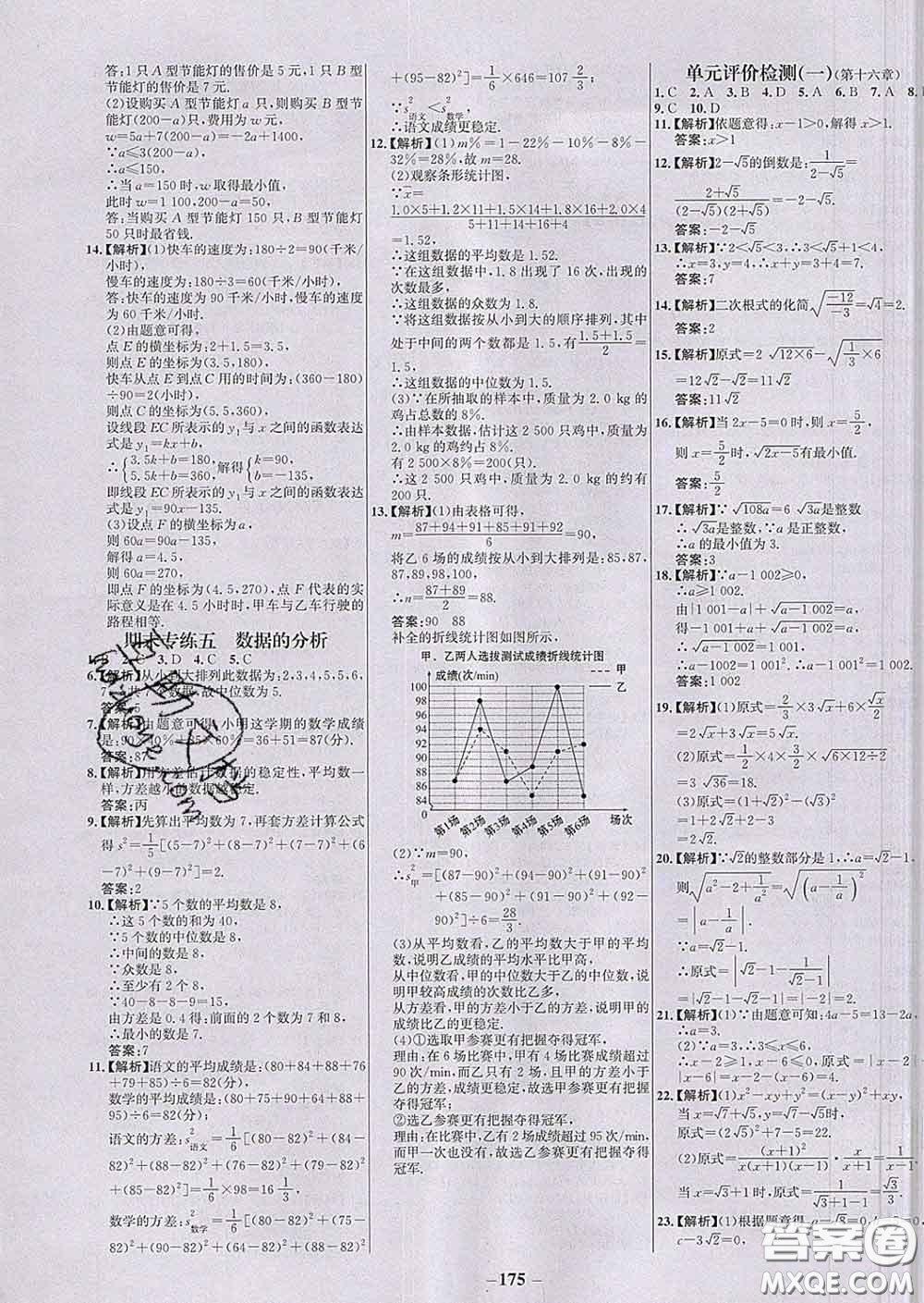 2020春世紀(jì)金榜百練百勝八年級(jí)數(shù)學(xué)下冊人教版答案