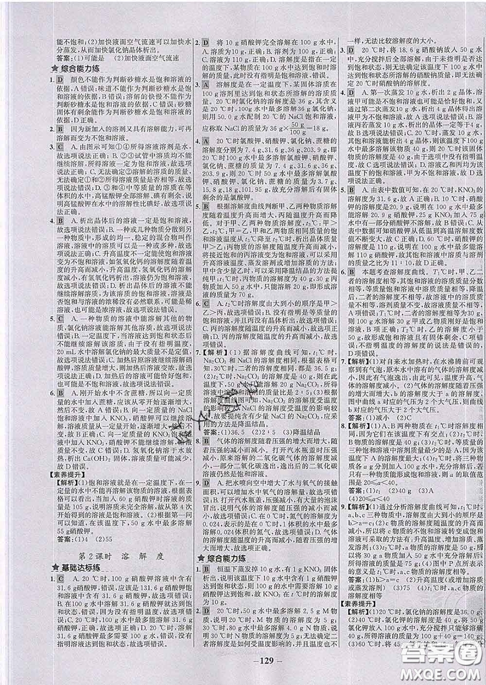 2020春世紀(jì)金榜百練百勝九年級化學(xué)下冊人教版答案