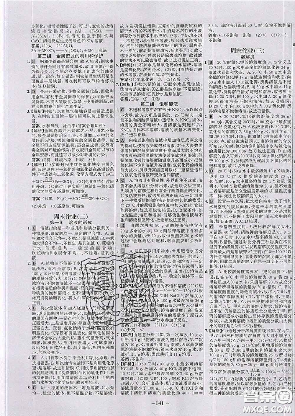 2020春世紀(jì)金榜百練百勝九年級化學(xué)下冊人教版答案