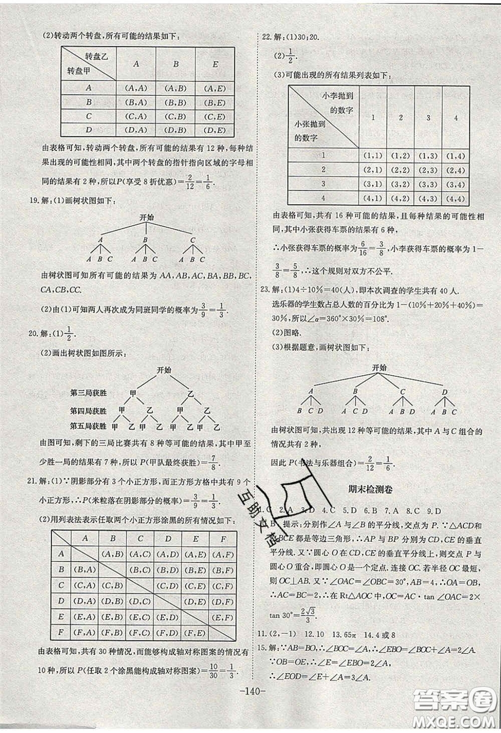 安徽師范大學(xué)出版社2020課時(shí)A計(jì)劃九年級(jí)數(shù)學(xué)下冊(cè)滬科版答案