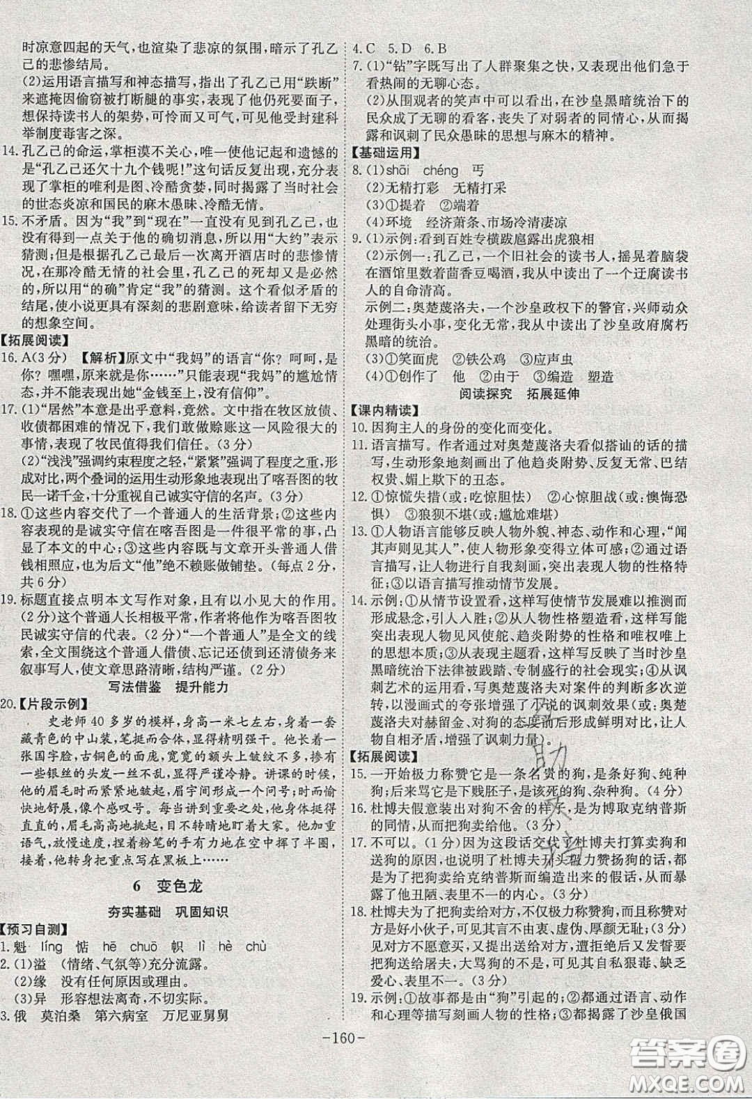 安徽師范大學(xué)出版社2020課時(shí)A計(jì)劃九年級(jí)語文下冊(cè)人教版答案