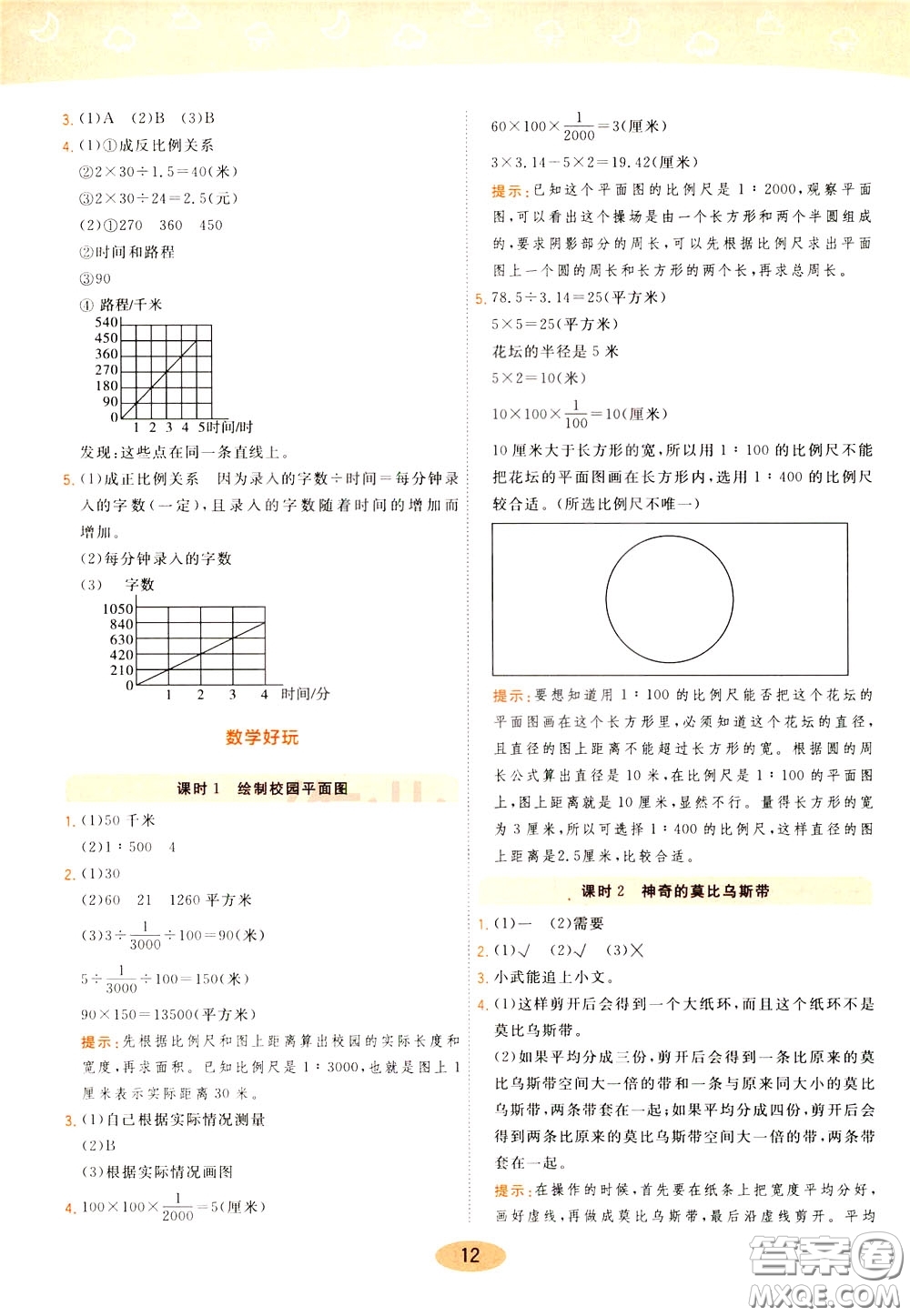 2020年黃岡同步練一日一練數(shù)學(xué)6年級下冊BS北師版參考答案