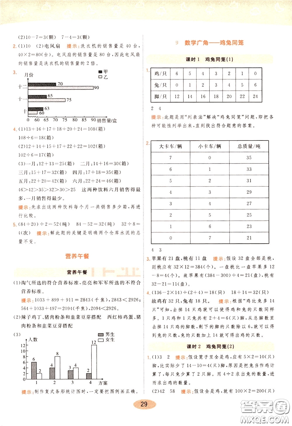 2020年黃岡同步練一日一練數(shù)學(xué)4年級(jí)下冊(cè)RJ人教版參考答案