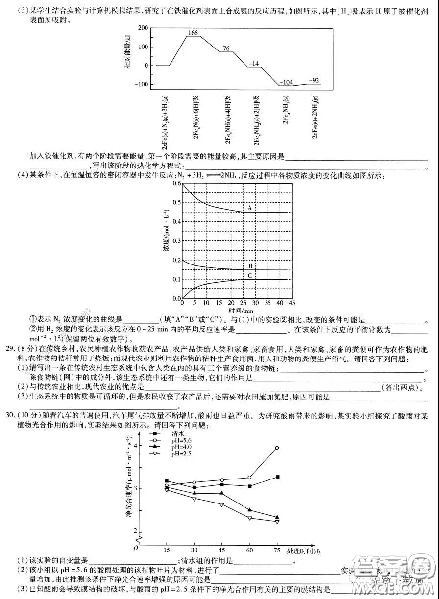 2020年天一大聯(lián)考高考全真模擬卷五理科綜合試題及答案