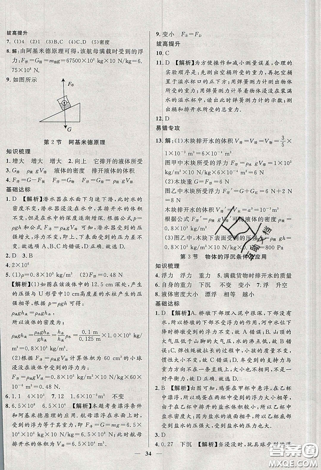 2020年春高分計(jì)劃中考版創(chuàng)新作業(yè)八年級物理下冊人教版答案