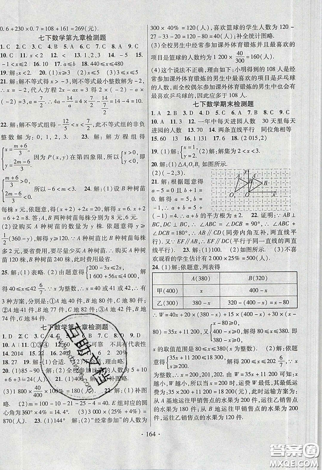 2020課堂導(dǎo)練1加5七年級數(shù)學(xué)下冊人教版答案