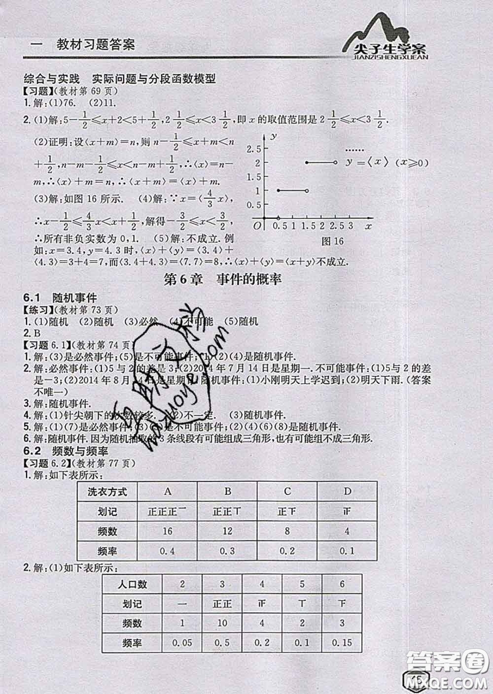 吉林人民出版社2020春尖子生學(xué)案九年級數(shù)學(xué)下冊青島版答案