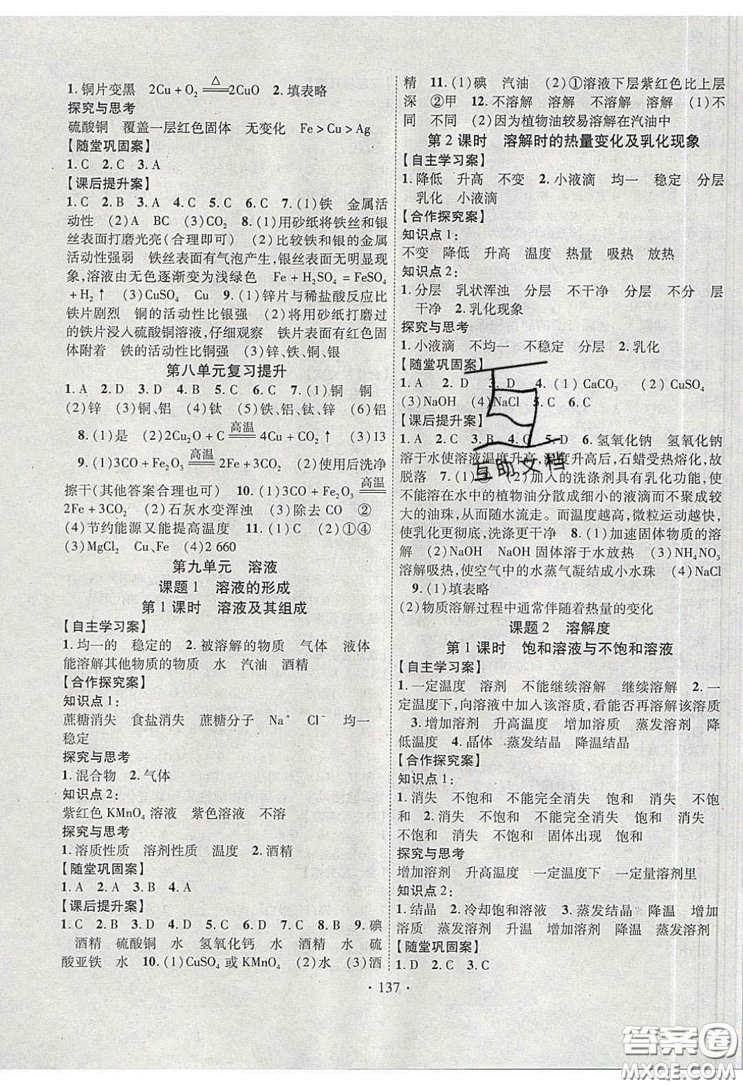 2020課堂導(dǎo)練1加5九年級化學(xué)下冊人教版答案