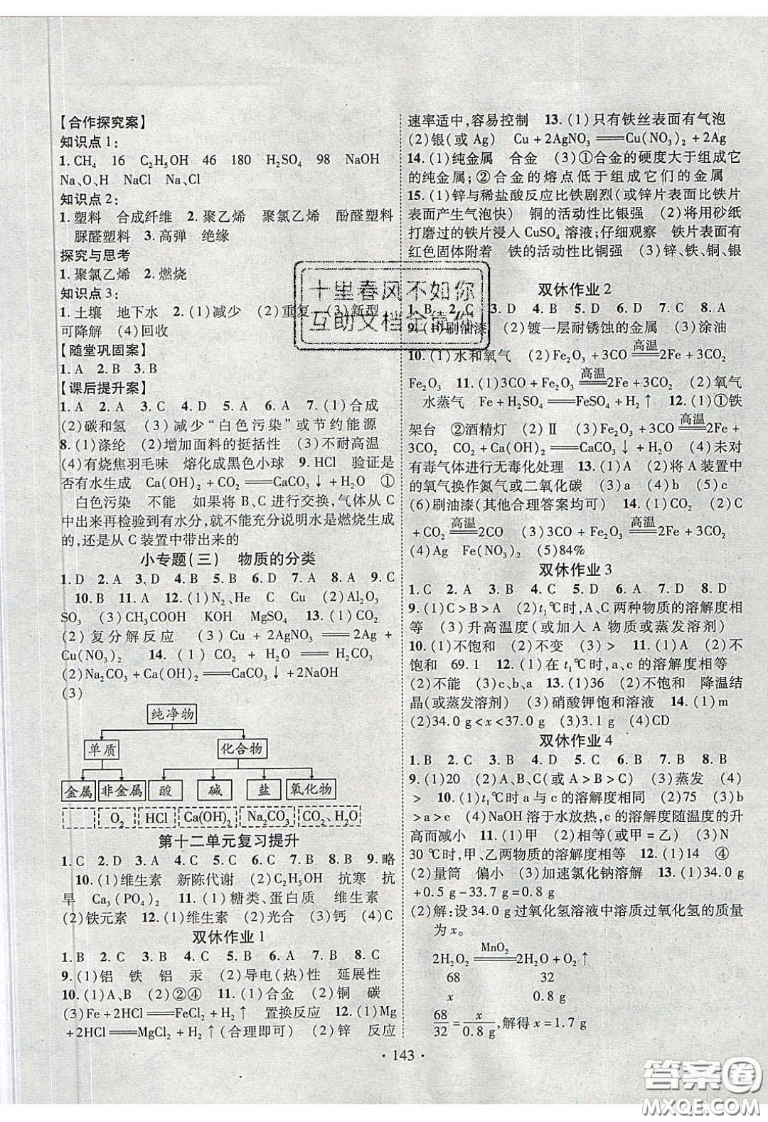 2020課堂導(dǎo)練1加5九年級化學(xué)下冊人教版答案