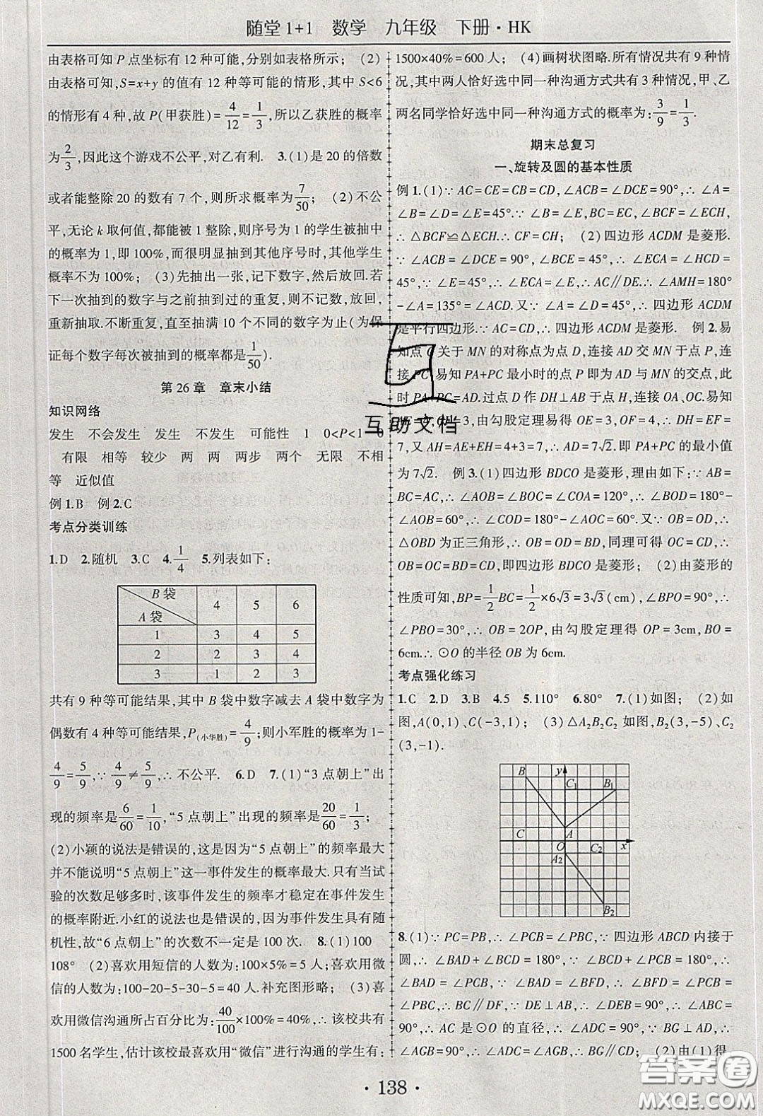 海韻圖書2020年春隨堂1+1導練九年級數(shù)學下冊滬科版答案