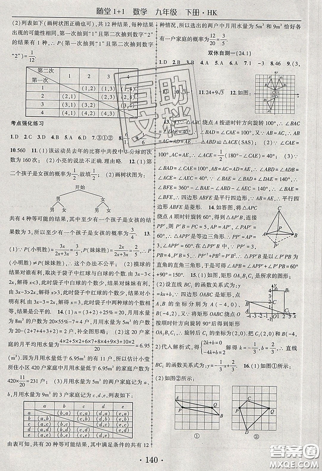 海韻圖書2020年春隨堂1+1導練九年級數(shù)學下冊滬科版答案